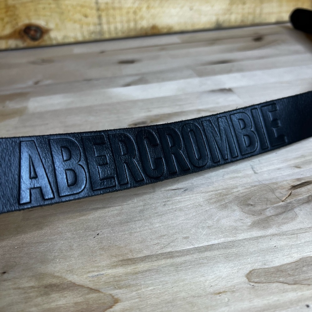 Vintage Abercrombie Logo Stamped Black Leather Belt Small